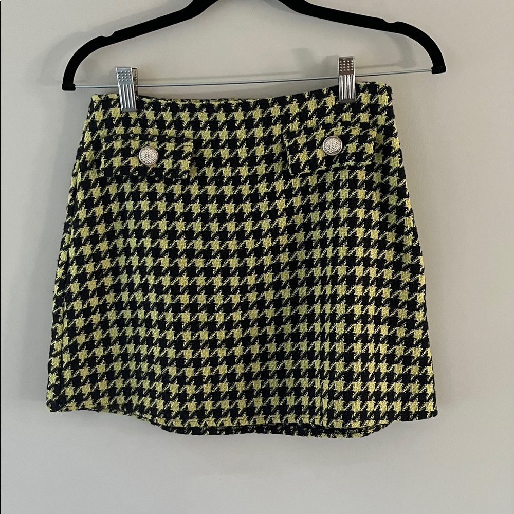 ASOS Black and Yellow Houndstooth Mini Skirt